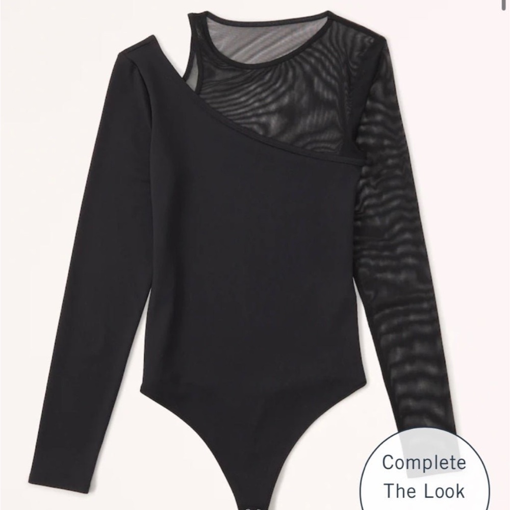 Abercrombie & Fitch Long-Sleeve Asymmetrical Mesh Bodysuit